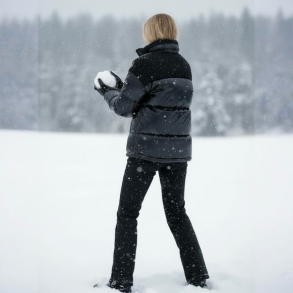 NVLT Nordstrom Mixed Media PufferBlack Lepoard Print Jacket - Picture 4 of 8